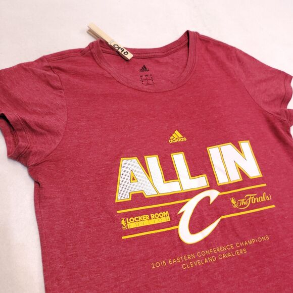 Adidas All In Short Team Casual Graphic T Shirt Womens Size Large L Red Cavs - Picture 5 of 10